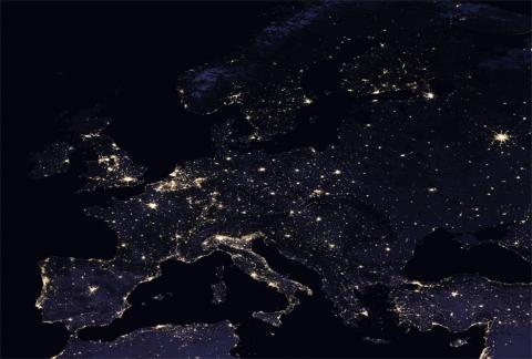 Ночная карта Европы.